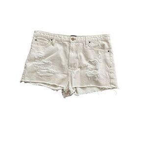 BDG Distressed Raw Hem Girlfriend Shorts 31 Off White Festival Cotton Denim